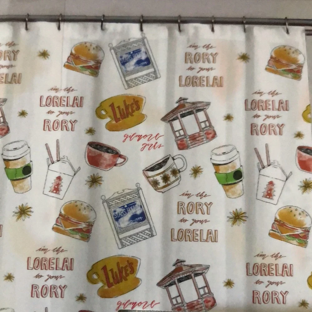 Gilmore Girls Stars Hollow Shower Curtain Set - White & Blue